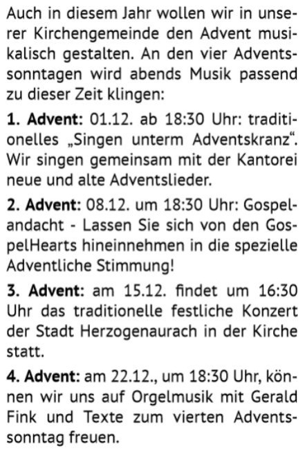 Musikalischer Advent 2024 Text